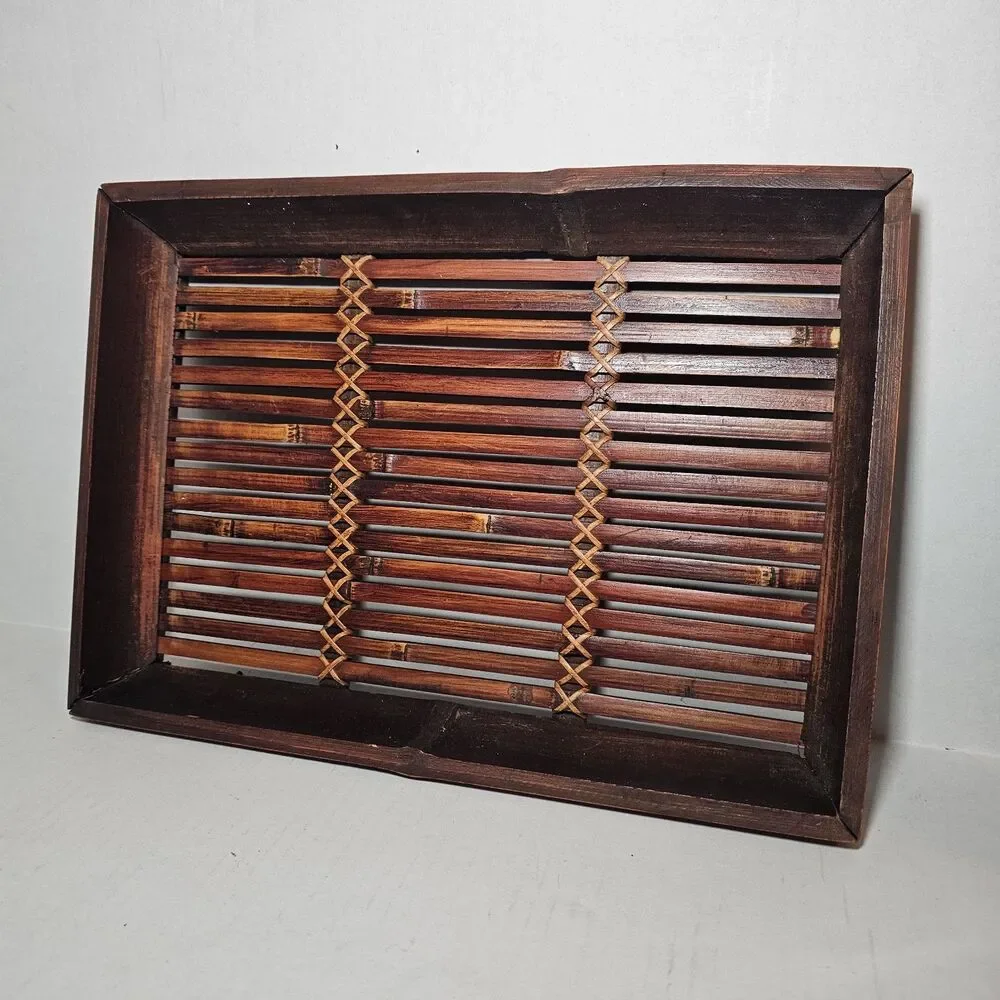 Cherry Red Bamboo Serving Tray Bohemian